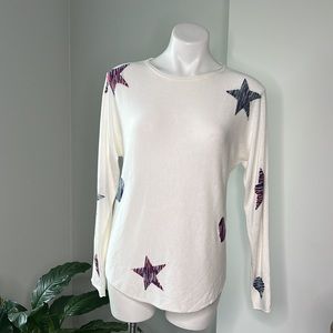 NWT Brit NY Pullover Cashmere blend Sweater stars size XS